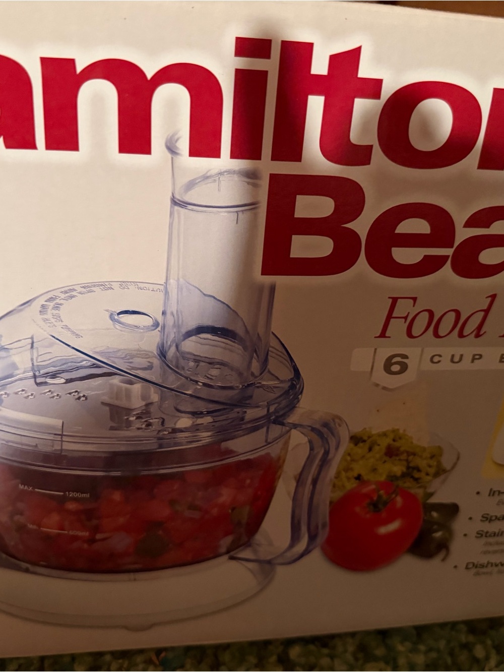 Hamilton Beach Clear Food Processor with Red Accents